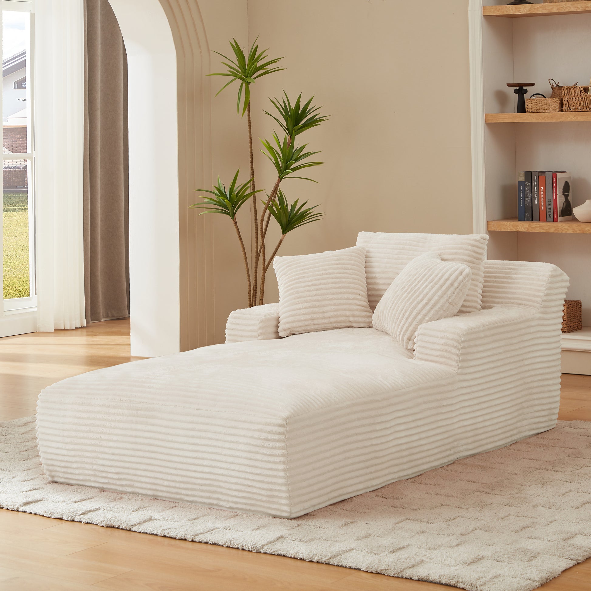 Oversized Chaise Lounge Chair Indoor - White - detail view 3