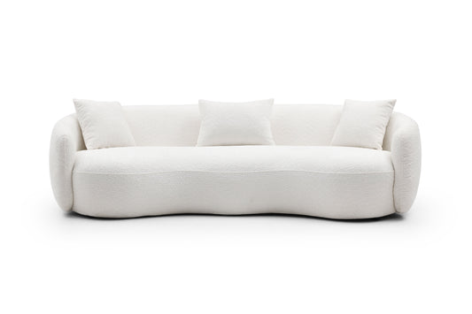 Mid Century Modern Curved Living Room Sofa - Off-White(beige+white) - primary color shot