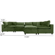 Hayward Olive Green Velvet Modular Sectional Sofa with Foam Cushions and Solid Frame - detail view 3