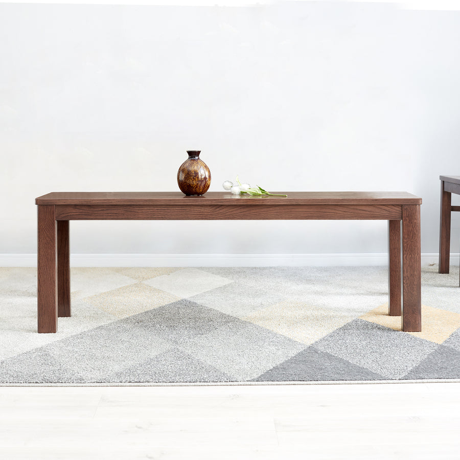 Walnut Color Natural Oak Wood for Dining Bench Table Bench - detail view 2