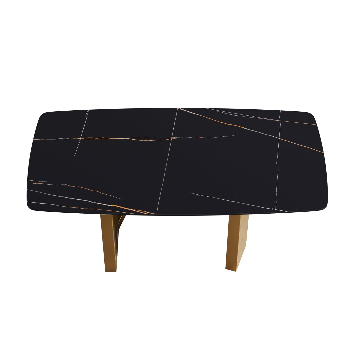 Elara Modern 70.8" Artificial Stone Dining Table, Black & Gold