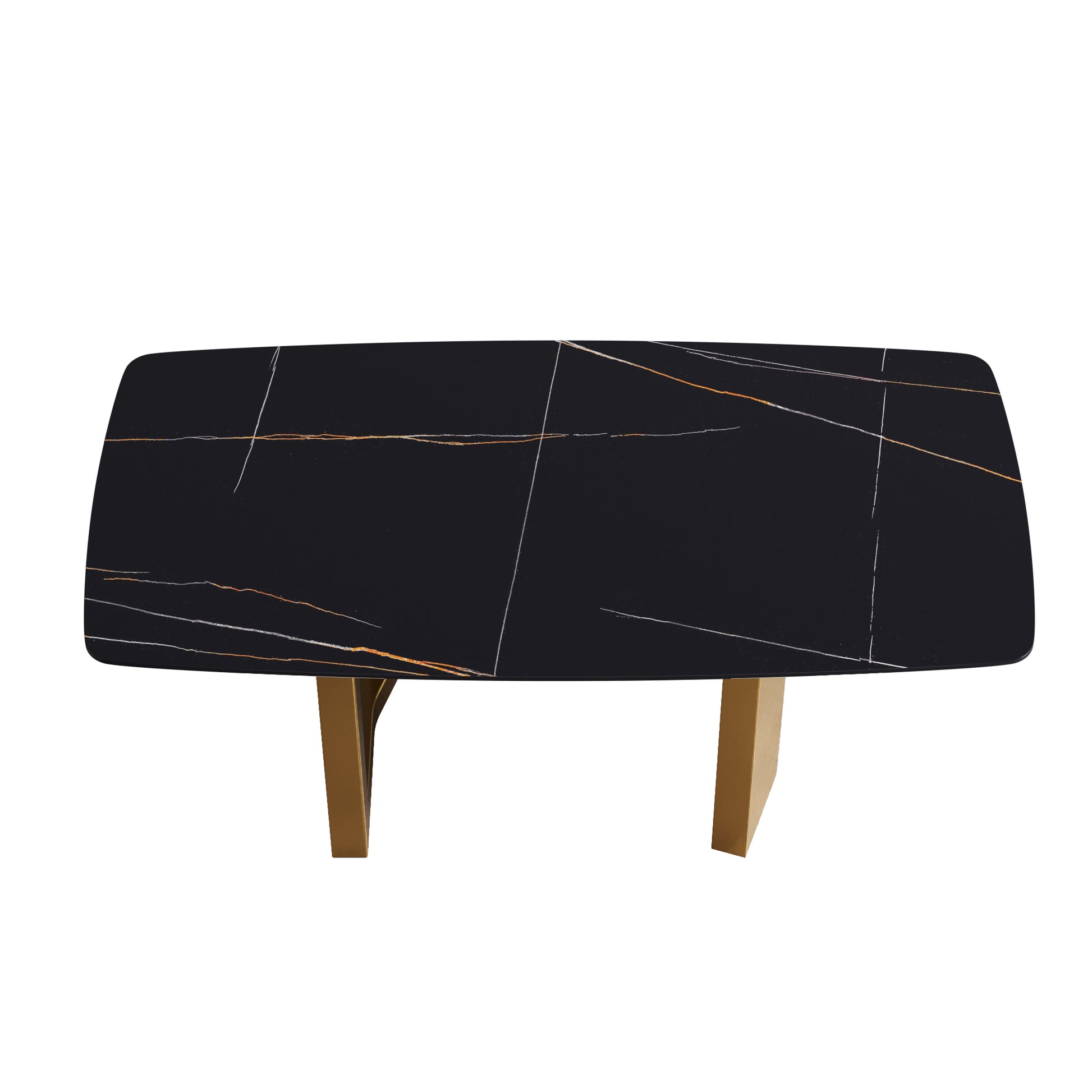 Elara Modern 70.8" Artificial Stone Dining Table, Black & Gold
