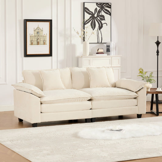 Beige Chenille Loveseat