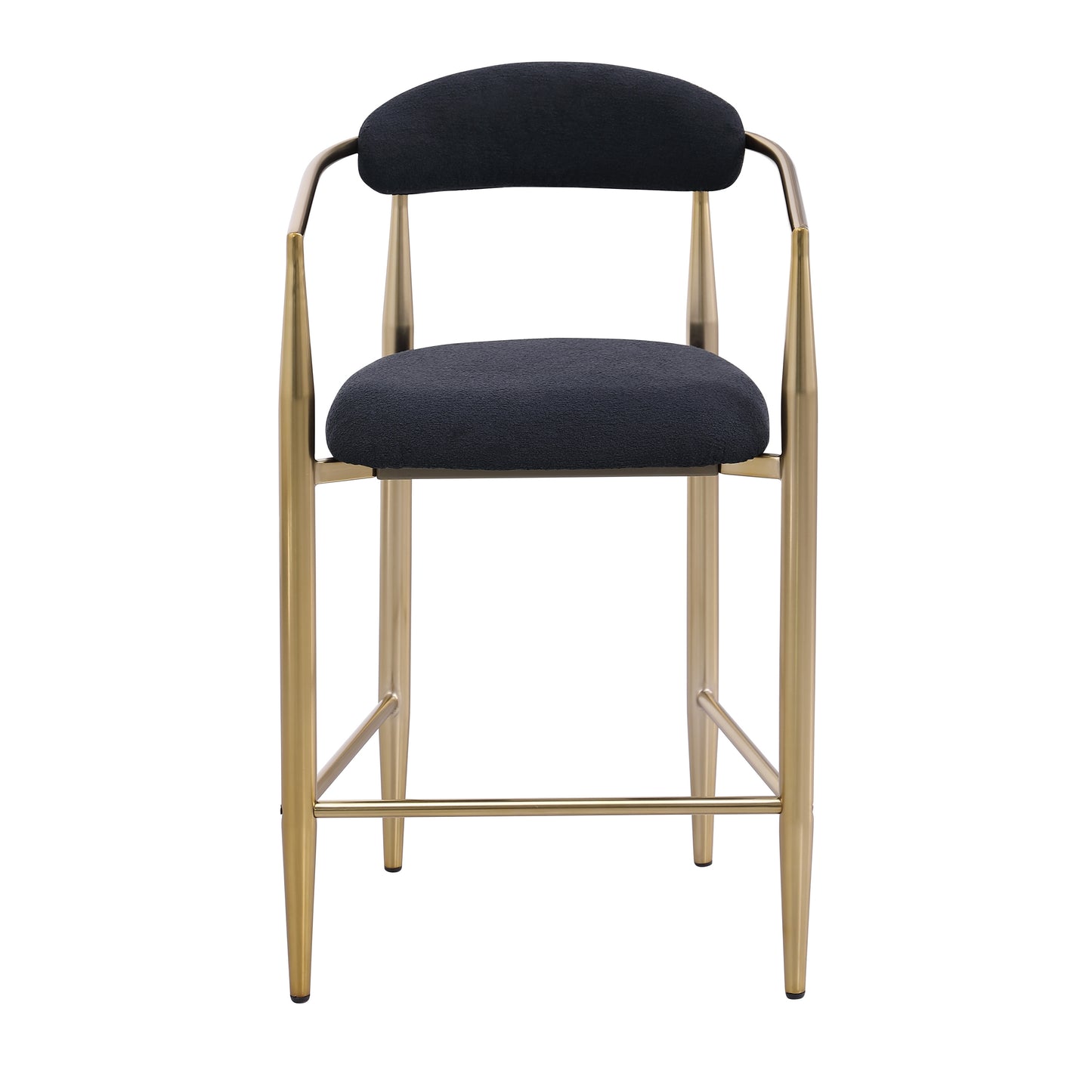 Janice Modern Boucle Upholstered Bar Stools with Gold Legs Set of 2