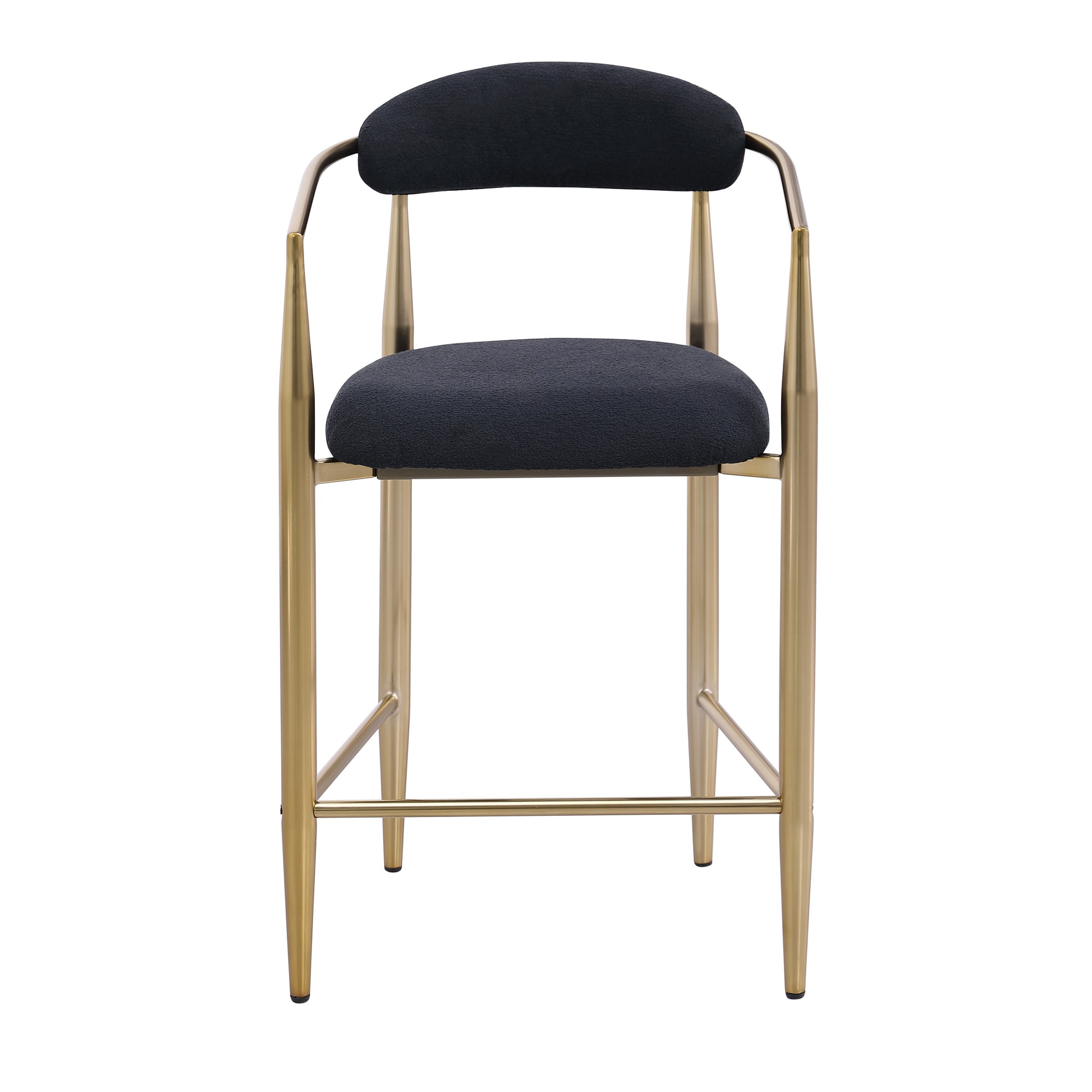Janice Modern Boucle Upholstered Bar Stools with Gold Legs Set of 2