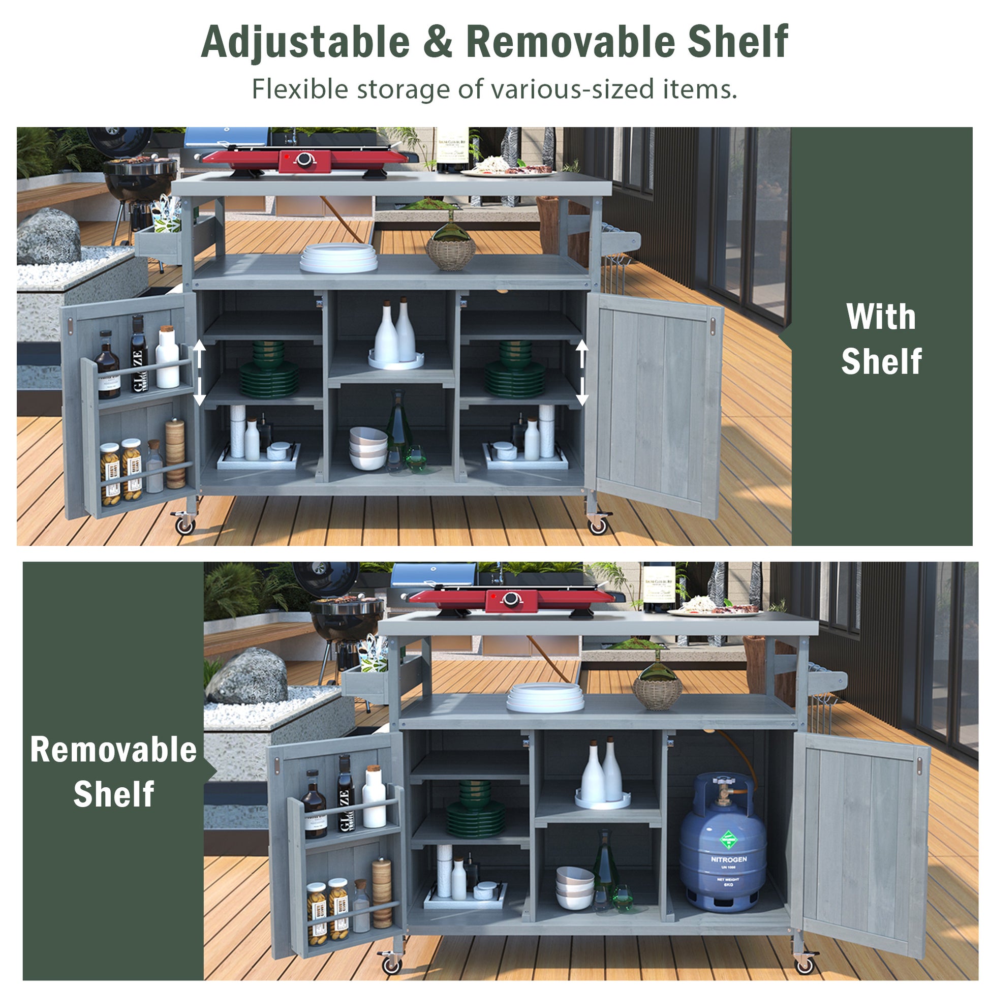 K&k Outdoor Kitchen Island - Grey & Blue - detail view 5