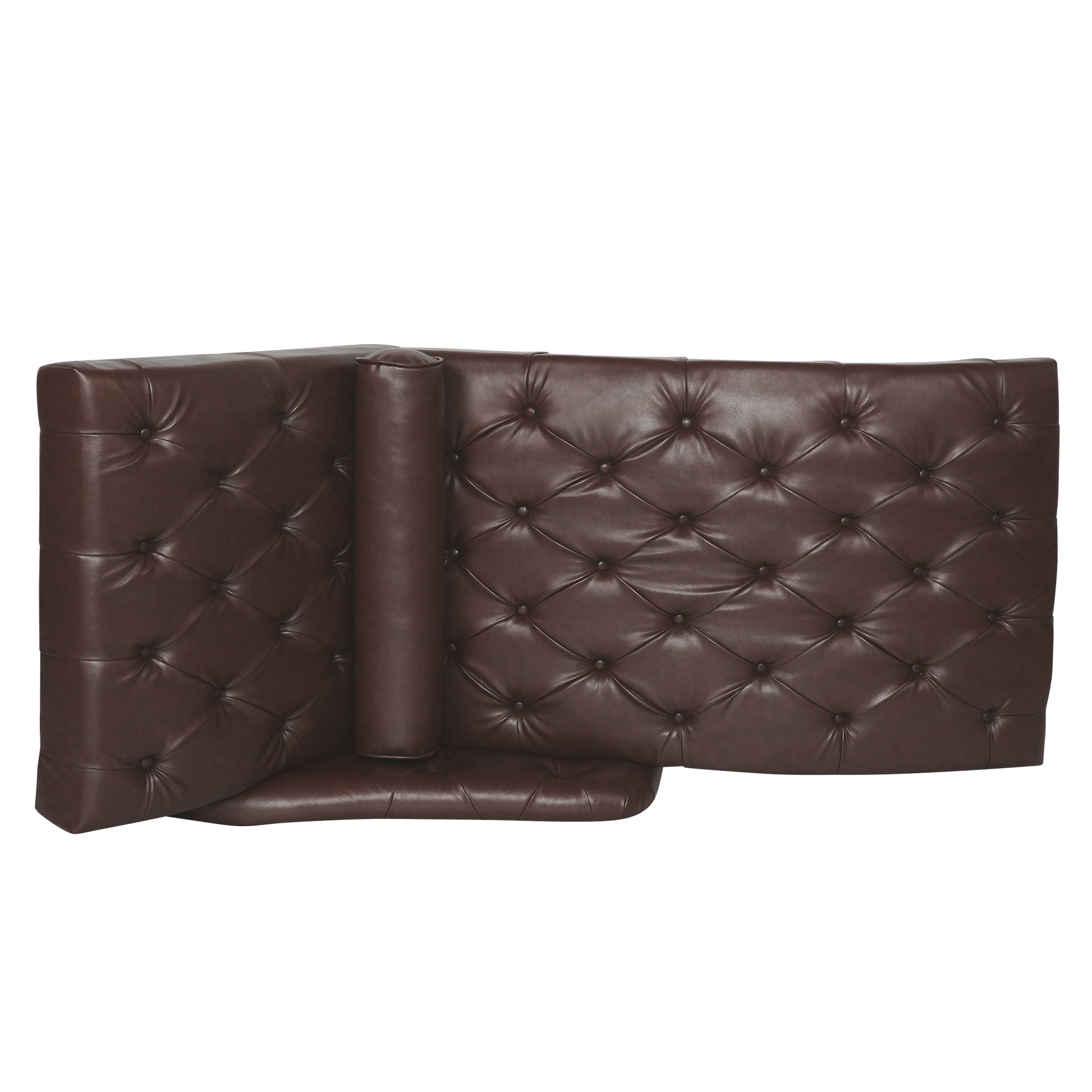 Chaise Lounge Arm Chair Indoor with Pillow & Solid Wood Legs - Brown - detail view 5