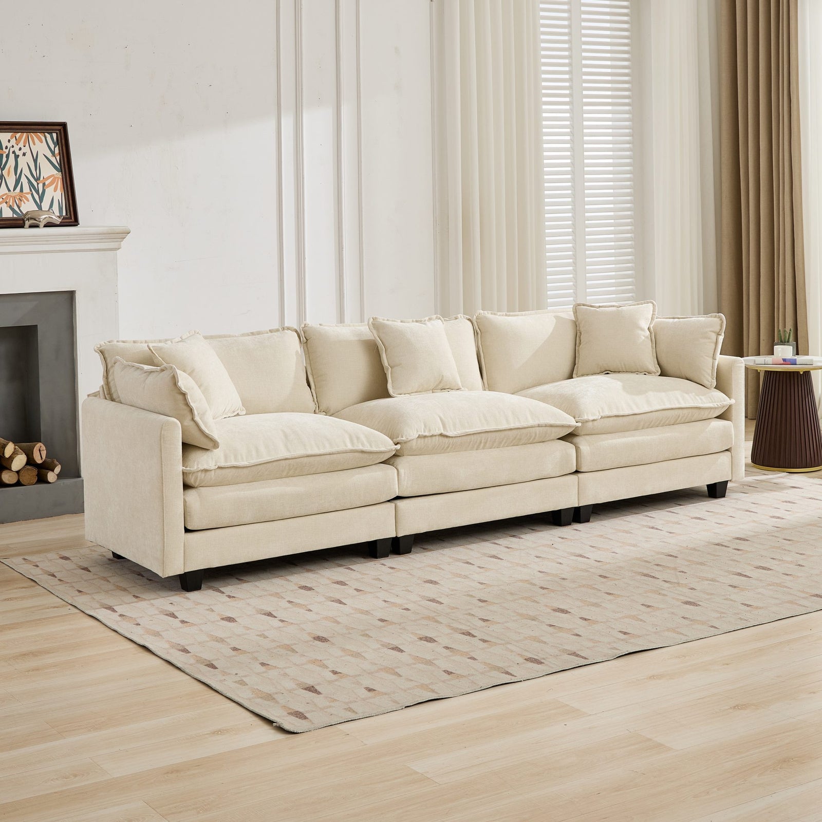 Beige Chenille Sofa