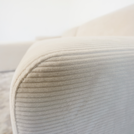 Mar Sectional Cream Corduroy Sofa Left Facing Velvet High-Quality Fabric 101.60x65.00x27.60 inches - primary image