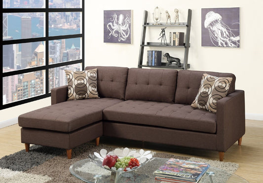 Chocolate Polyfiber Sectional Sofa Living Room Furniture Reversible Chaise Couch Pillows Tufted Back Modular Sectionals - detail view 5