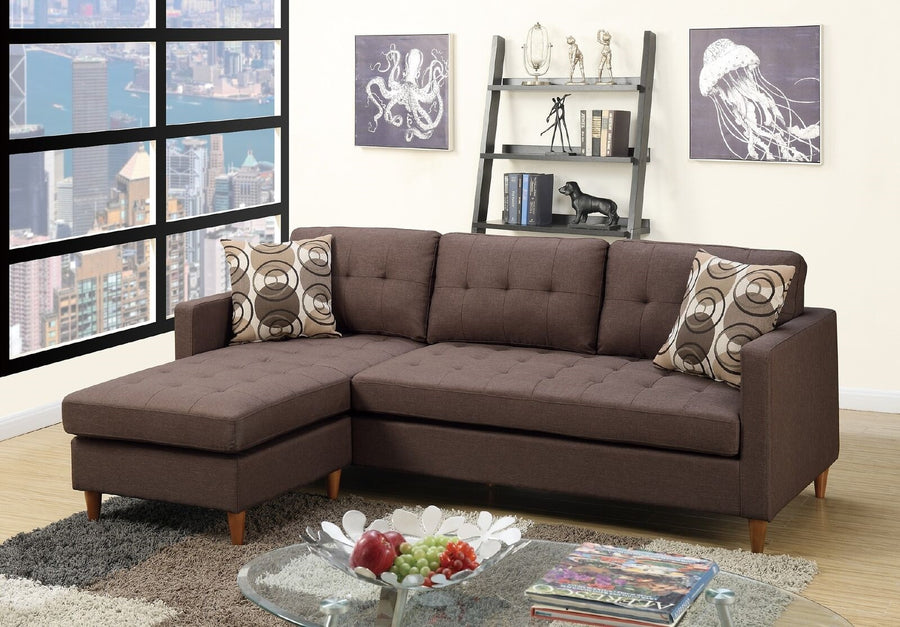 Chocolate Polyfiber Sectional Sofa Living Room Furniture Reversible Chaise Couch Pillows Tufted Back Modular Sectionals - detail view 5