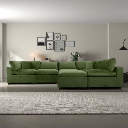 Hayward Olive Green Velvet Modular Sectional Sofa with Foam Cushions and Solid Frame - primary image