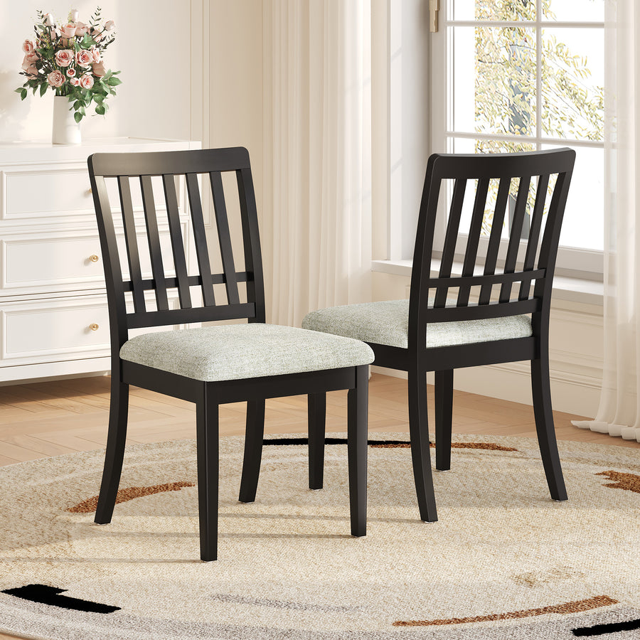 2-Piece Modern Scandinavian Dining Chairs - Black - primary color shot