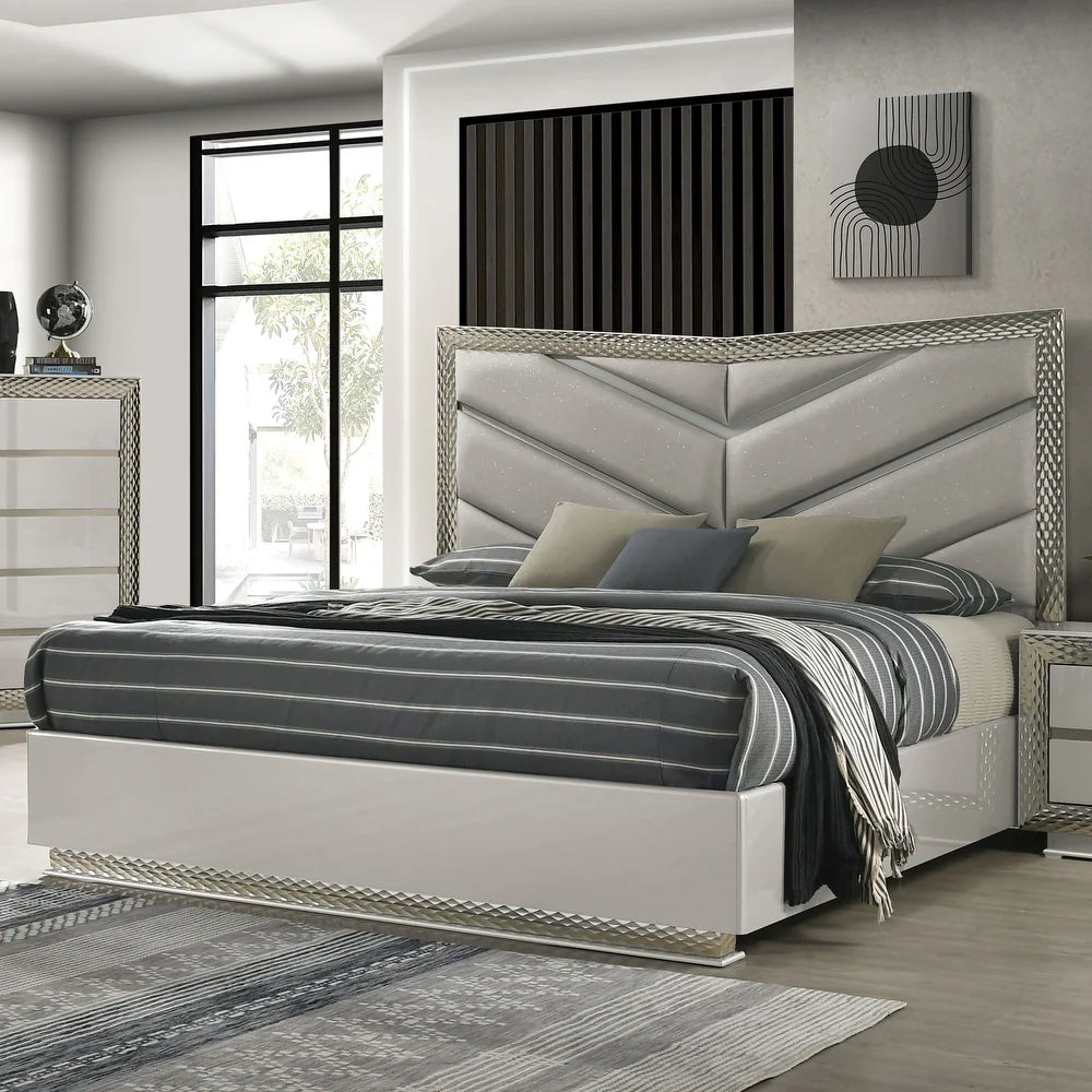 Ventnor Queen Glam Bedroom Collection, Gray