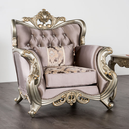 Albacete Collection Traditional Arm Chair, Champagne/Purple