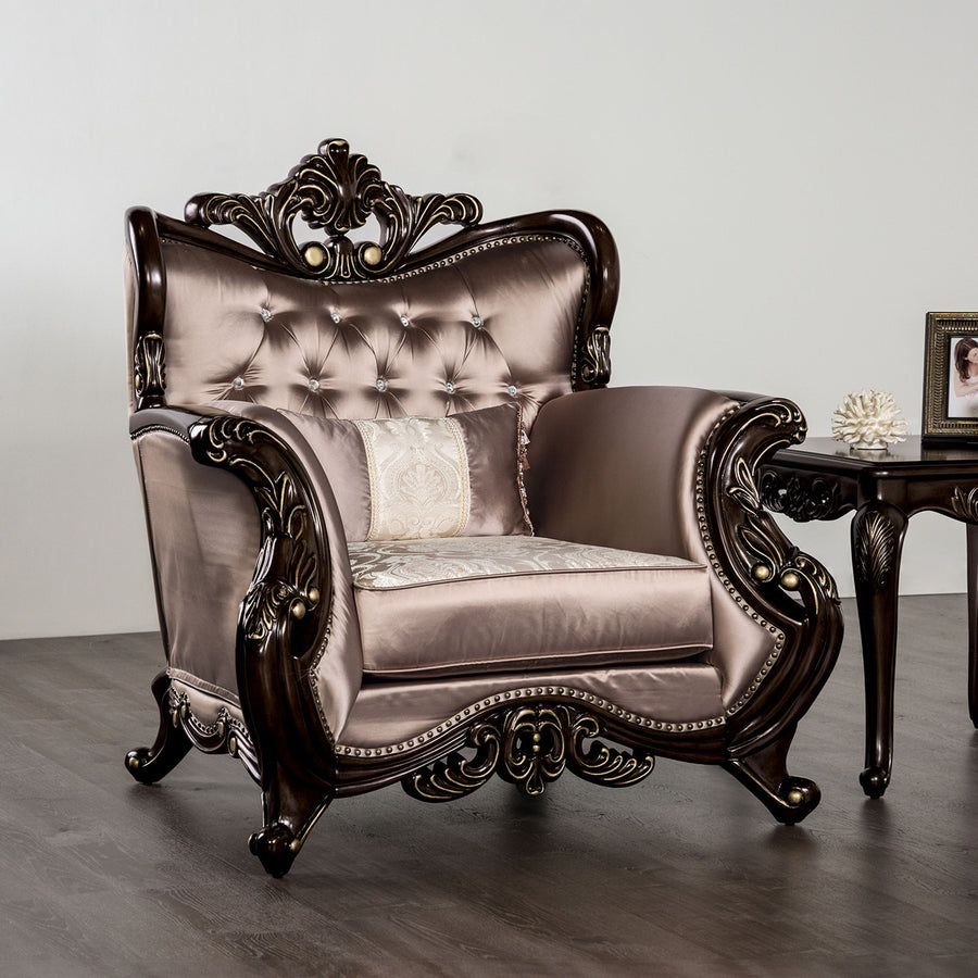 Albacete Collection Traditional Arm Chair, Dark Cherry/Brown