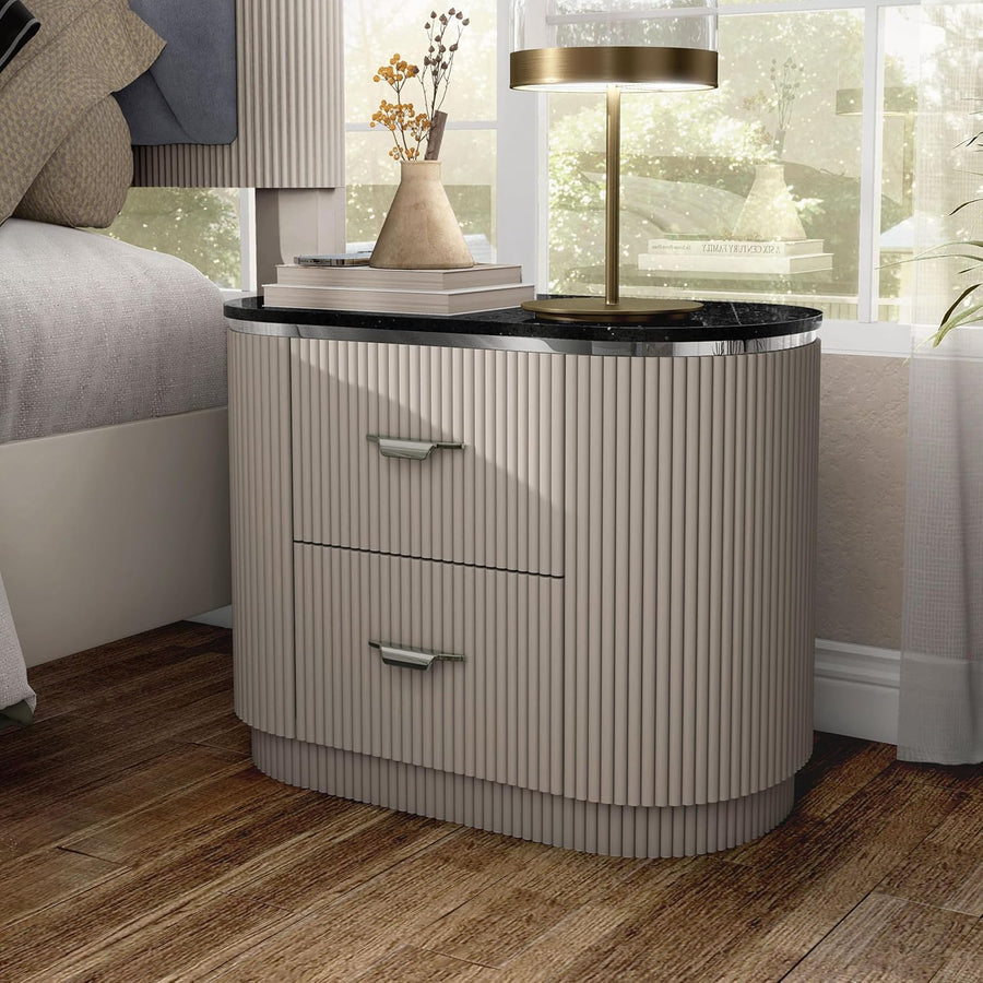 Aldgate Art Deco Style Light Gray Nightstand