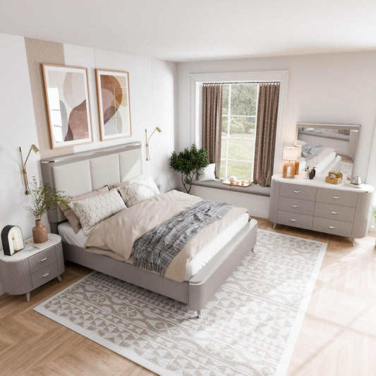 Aldridge King Size 5 Pc Bedroom Set - Gray