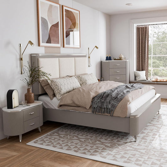 Aldridge Queen Size 5 Pc Bedroom Set - Gray