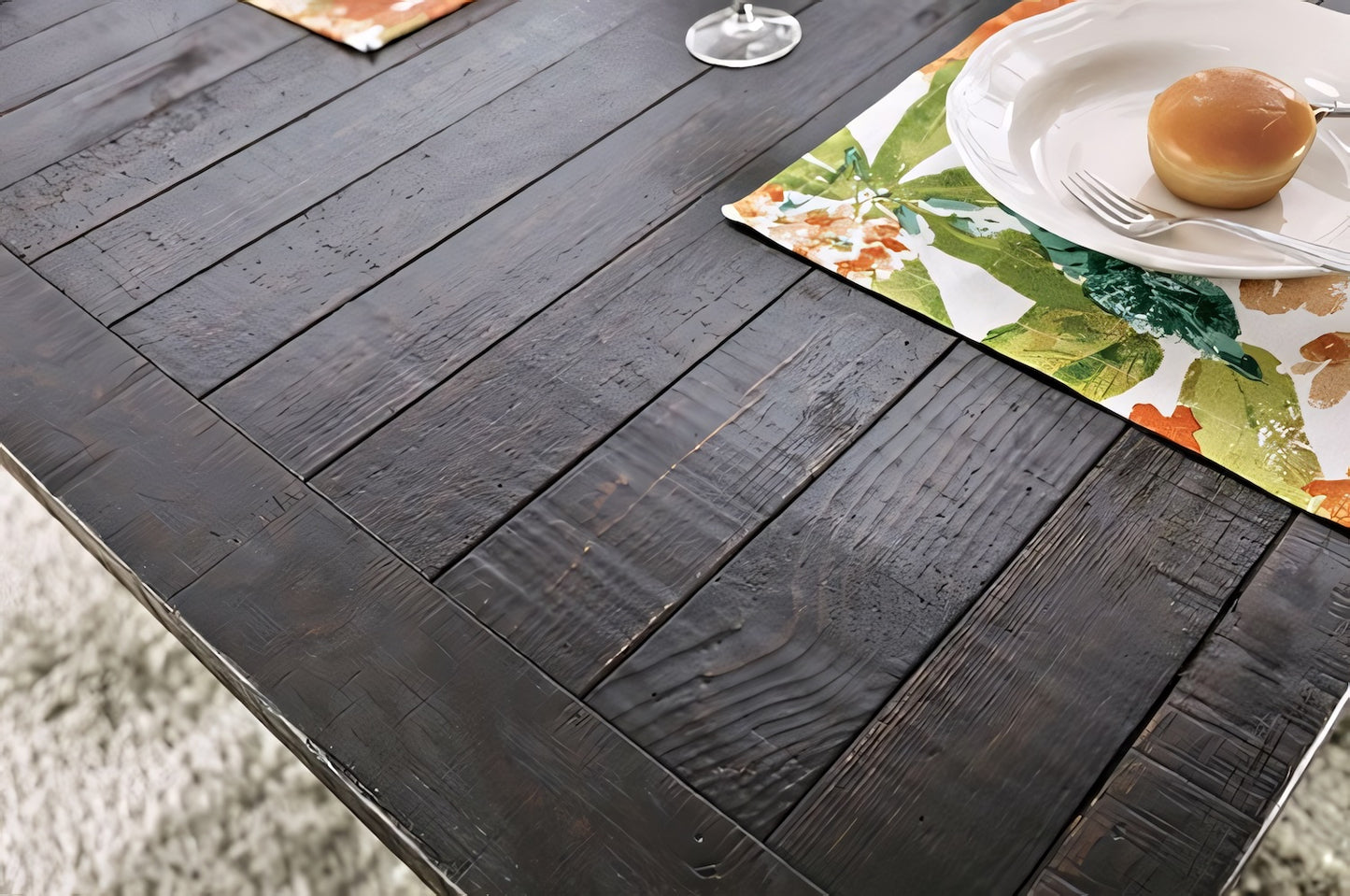 Alred 6-Piece Rustic Dining Set with Parsons Chairs & Bench – Antique Black