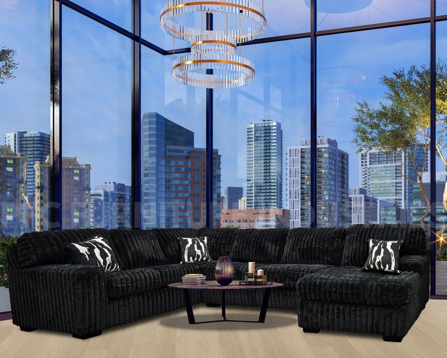 Allison Hugo Oversized Channel Corduroy Sectional – Black