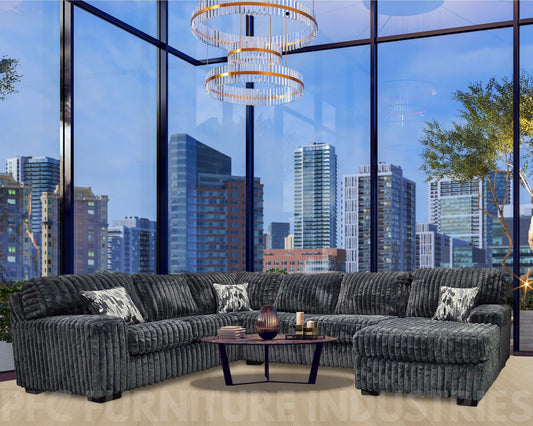 Allison Hugo Oversized Channel Corduroy Sectional – Gray