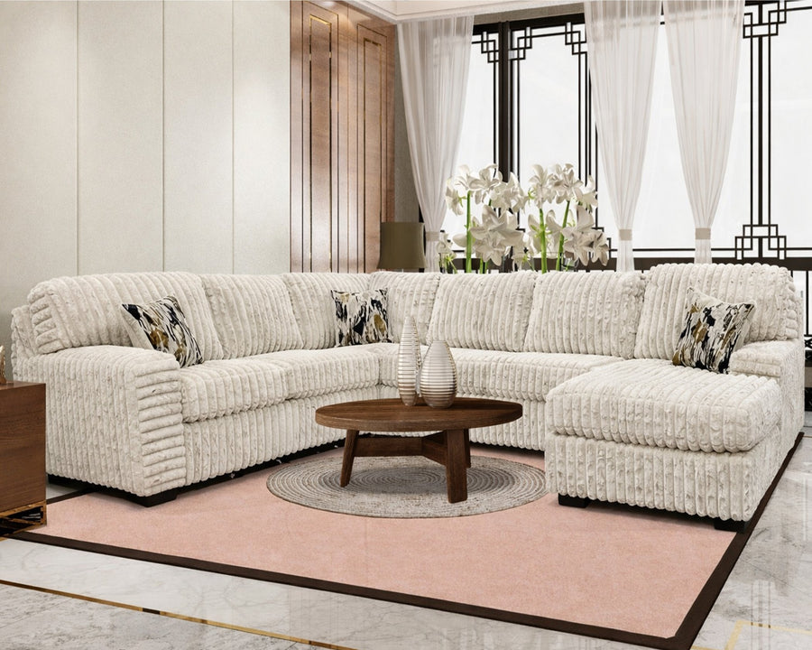 Allison Hugo Oversized Channel Corduroy Sectional – Ivory