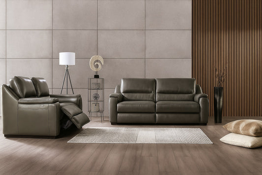 Altamura Italian Leather Power Sofa - Gray