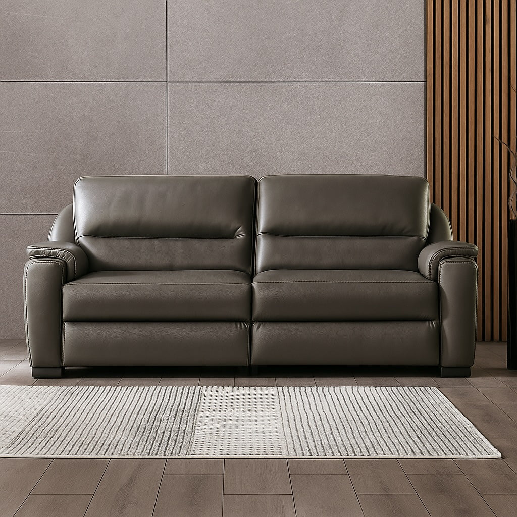 Altamura Italian Leather Power Sofa - Gray