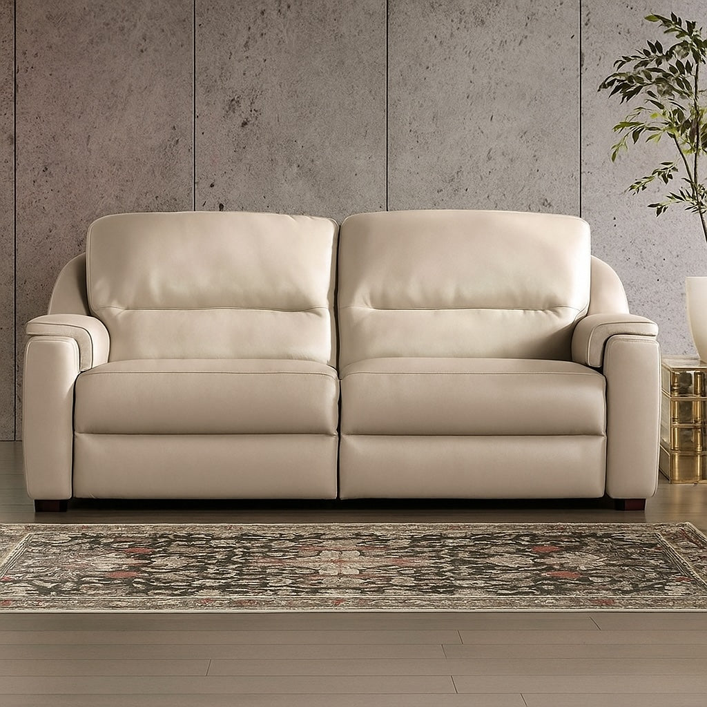 Altamura Italian Leather Power Sofa - Taupe
