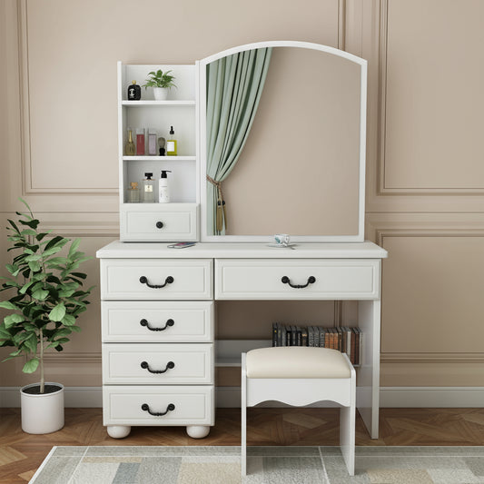 Faye Traditional White Bedroom Vanity