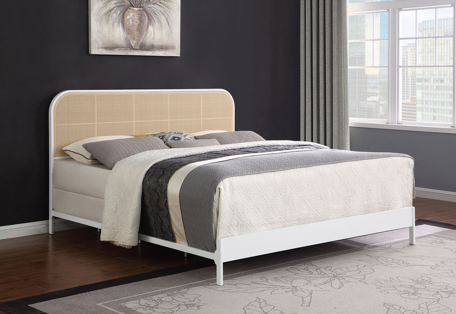 Amherst Radio Weave Rattan & Metal King Bed, White