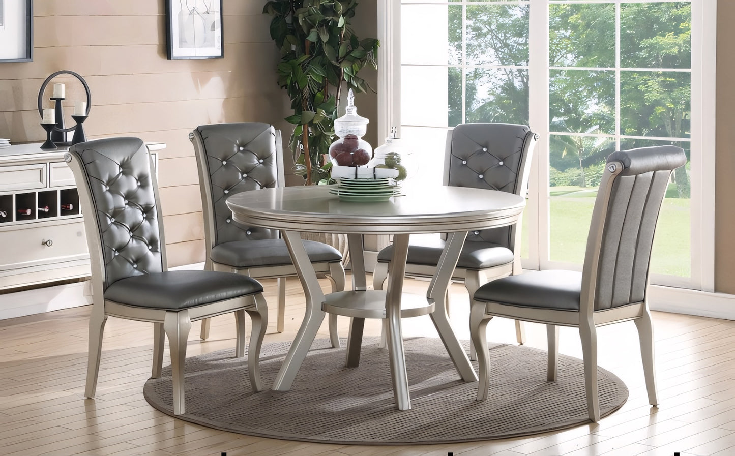 Amity II 48" Round 5-Piece Glam Dining Set
