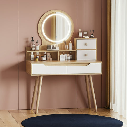 Orion Mid-Century Modern Vanity in White Oak
