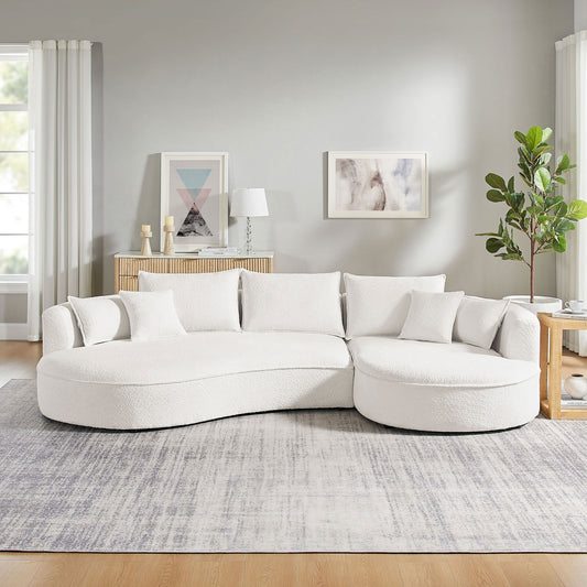 Celeste 2-Piece Bouclé Curved Chaise Sectional – White