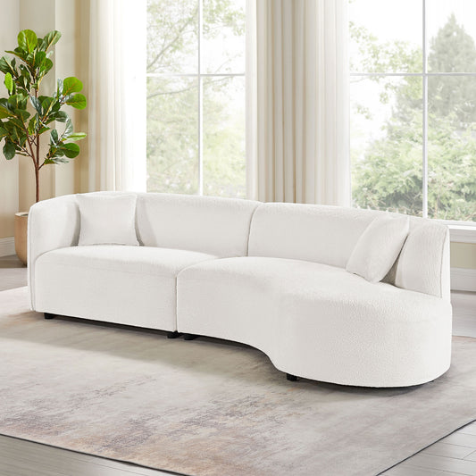 Arden 2-Piece Bouclé Curved Chaise Sectional – White