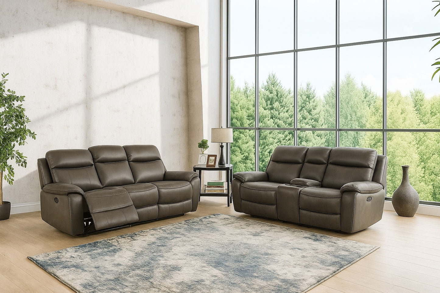 Artemia Transitional Power Reclining Sofa – Gray Leatherette