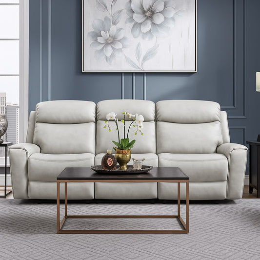 Artemia Transitional Power Reclining Sofa – Light Taupe Leatherette