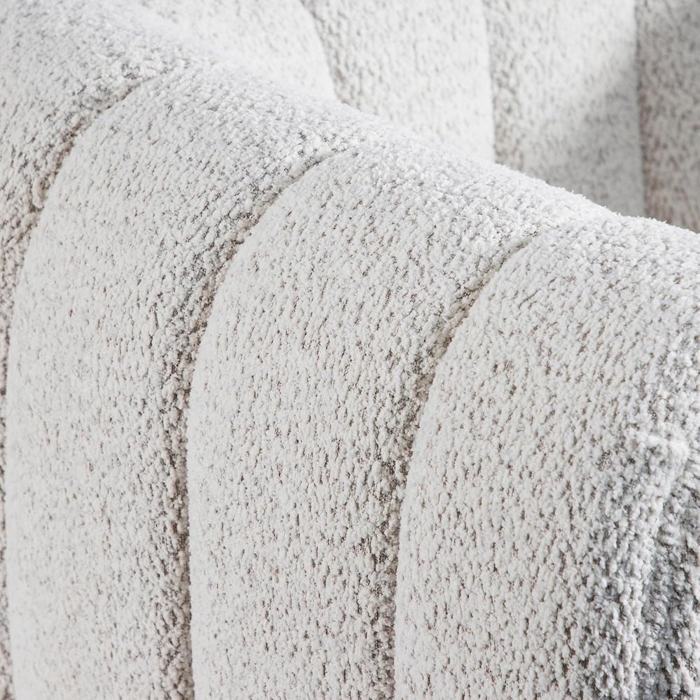 Aversa Contemporary Channel Tufted Sofa - Off-White Boucle