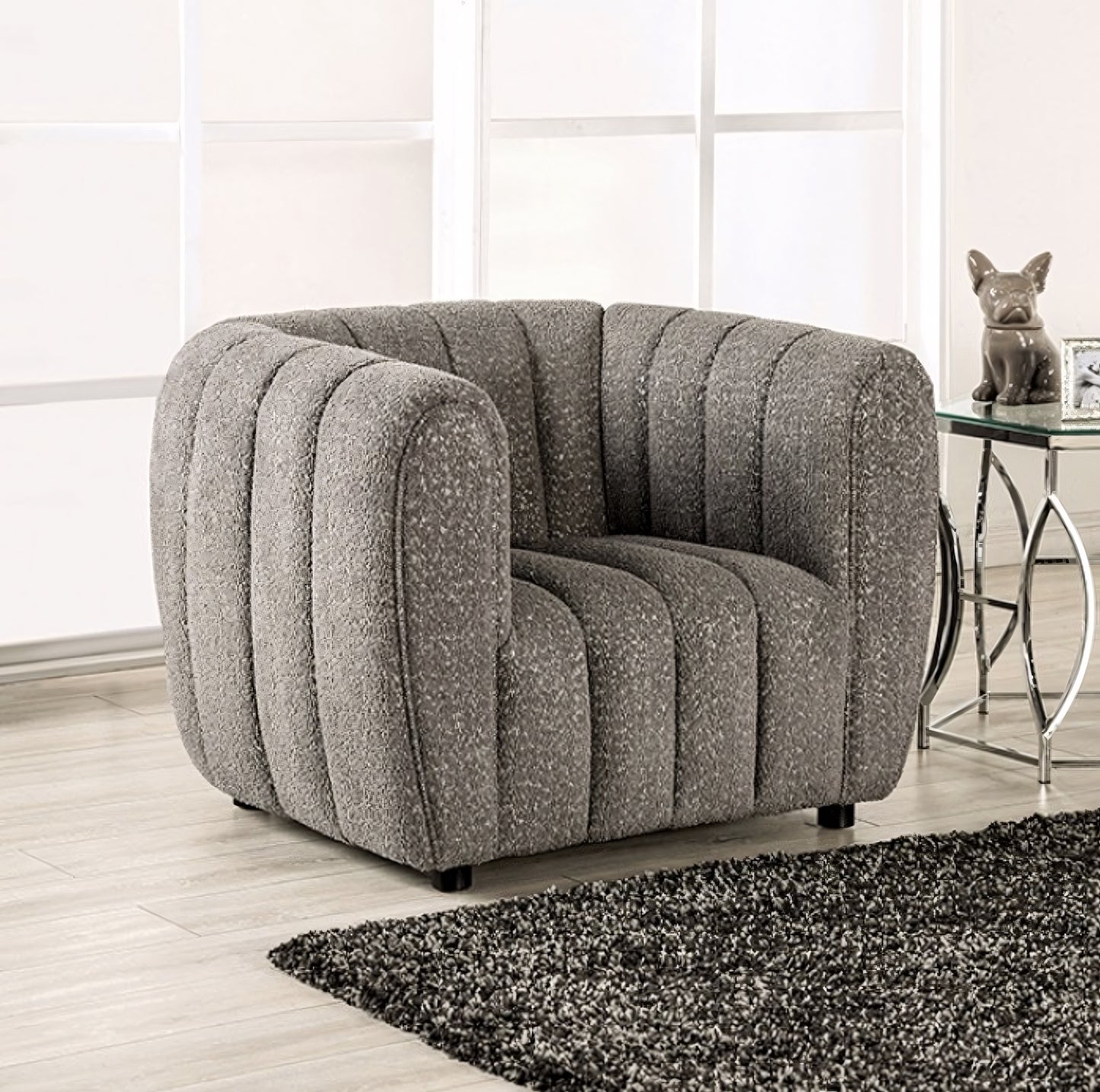 FOA Aversa Contemporary Fabric Blend Accent Chair - Charcoal Gray