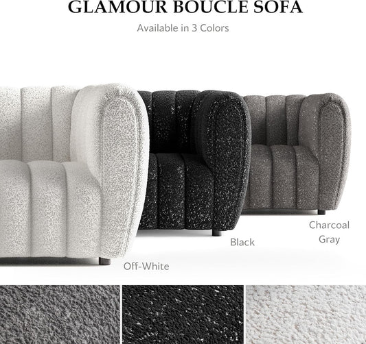 Aversa Contemporary Channel Tufted Sofa - Gray Boucle