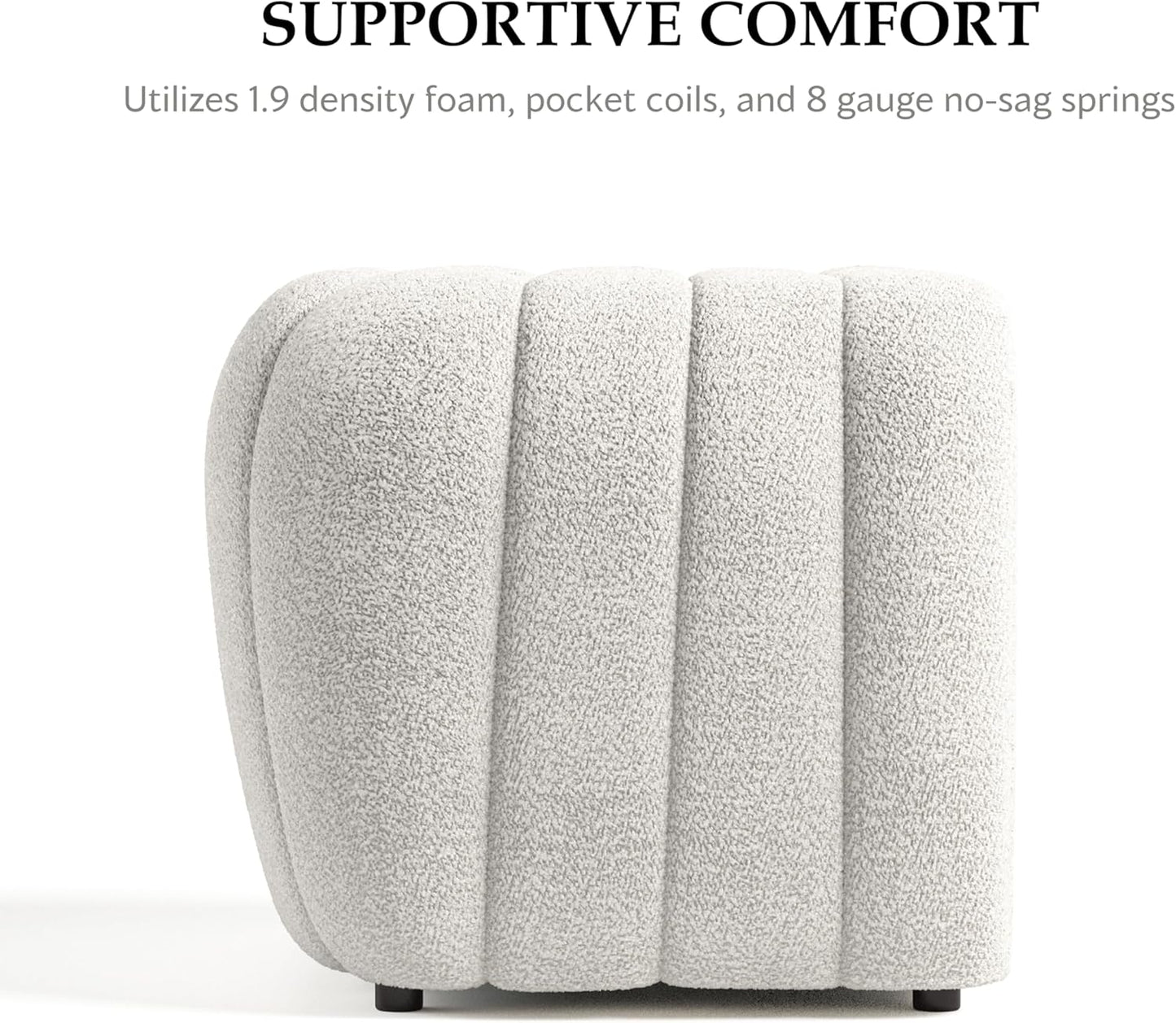 Aversa Contemporary Channel Tufted Sofa & Loveseat Set - Off-White Boucle