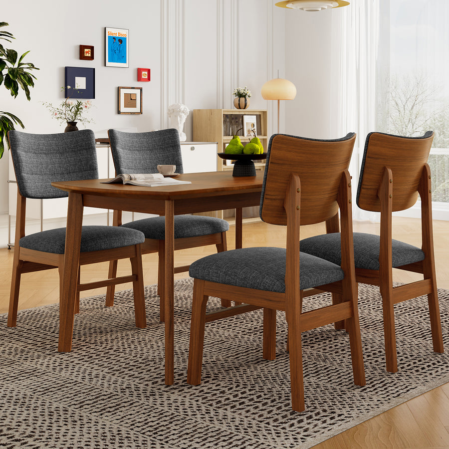 Farmhouse Dining Table Set for 4 - Brown Gray - primary color shot