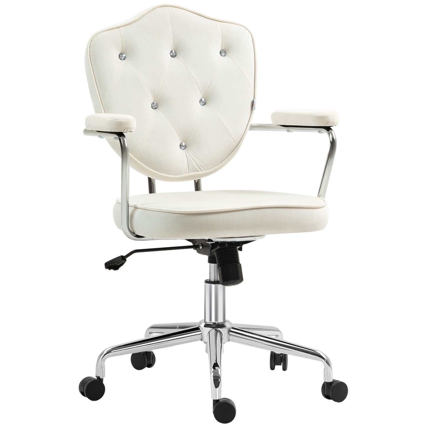 Vale Velvet Button Tufted Office Chair, White