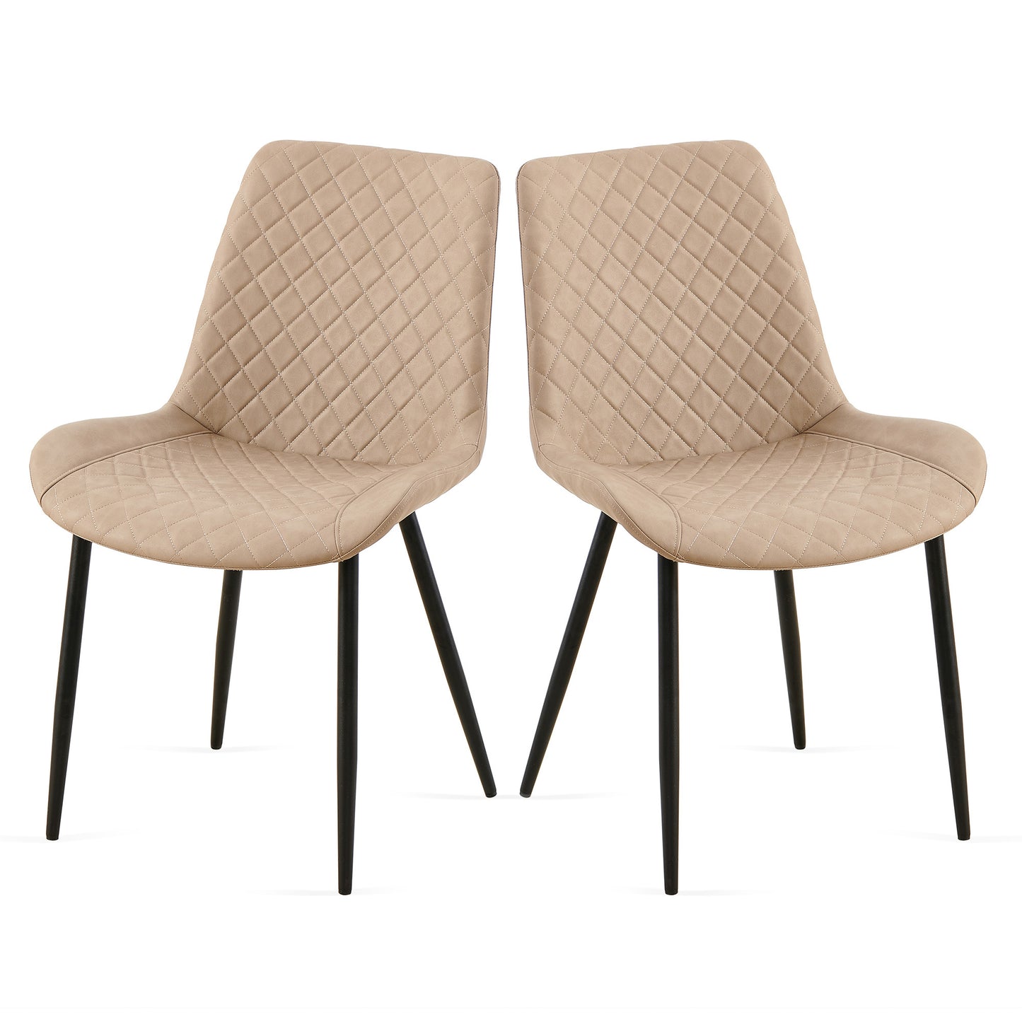 Taryn Mid-Century Modern PU Leather Side Chairs Set of 2 Beige
