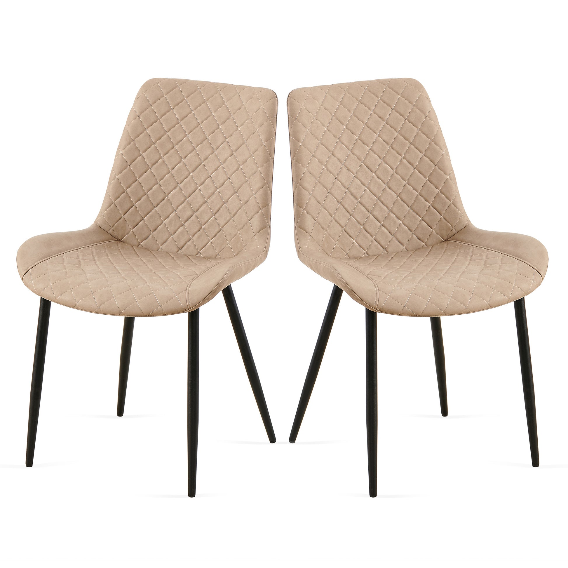 Taryn Mid-Century Modern PU Leather Side Chairs Set of 2 Beige