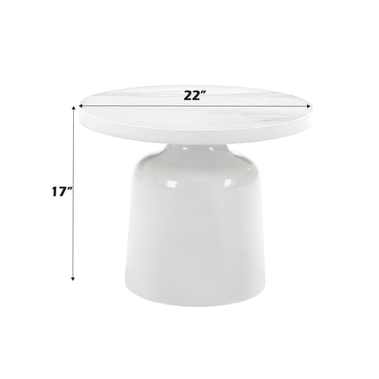 Zaid Engineering Marble & White High Gloss Finish End Table