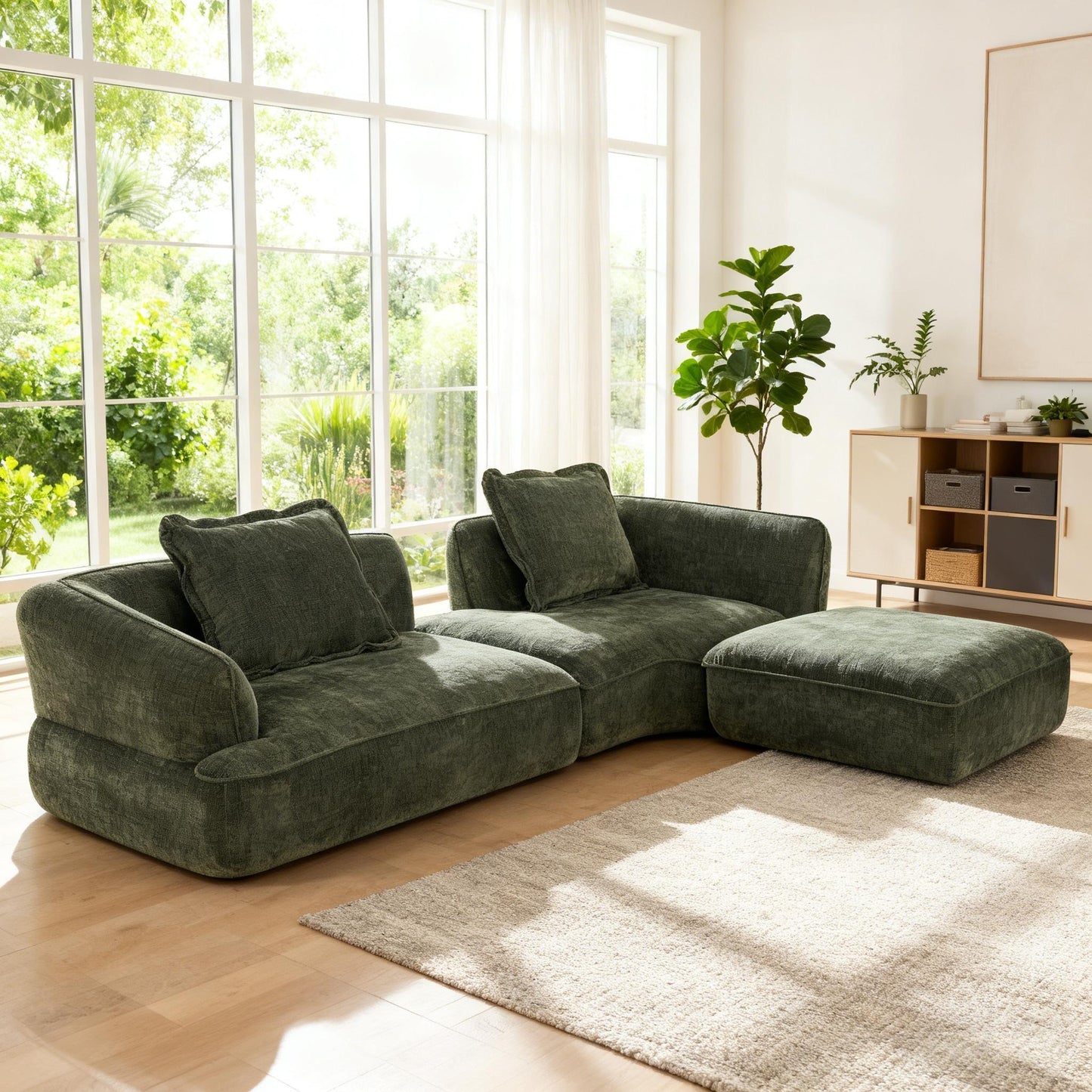 122' Modern L-Shaped Sectional Sofa with High-Density Fully Compressed Sponge and Chaise Lounge, 2-Piece Set, Fully Assembled Right Hand Facing, Deep Seating - primary color shot