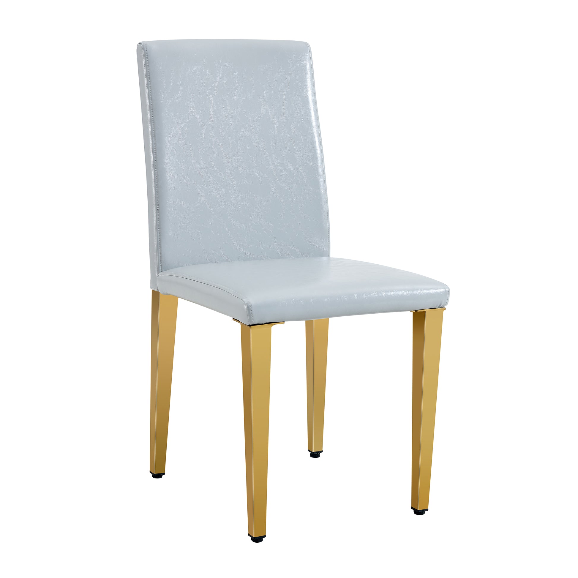 Gray PU Leather Dining Chairs with Gold Legs (set of 2) - primary color shot