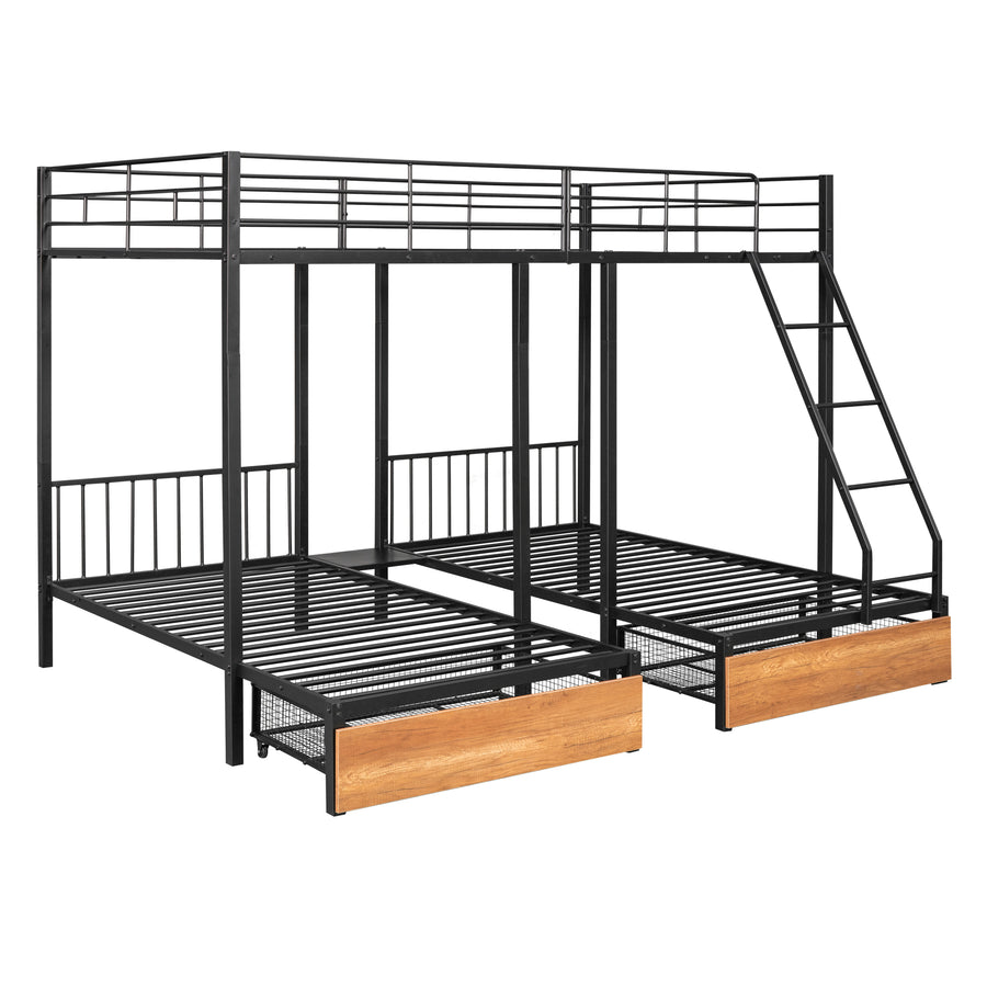 Anastacia Full over Twin and Twin Bunk Bed with 2 Drawers - Black - primary color shot